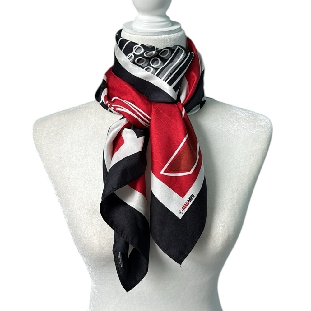 Mad Men Limited Edition Silk Collector Scarf End of an Era Red and Black - Picture 4 of 11